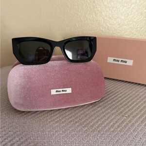Miu Miu Black Sunglasses with Pink Velvet Case